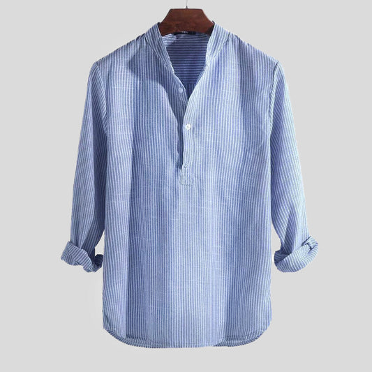 Henley | Camicia da uomo in misto cotone-lino