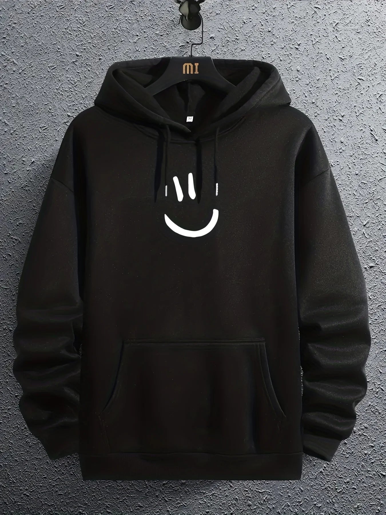 Herren Hoodie mit Lächelndem Grafikdruck in Übergröße