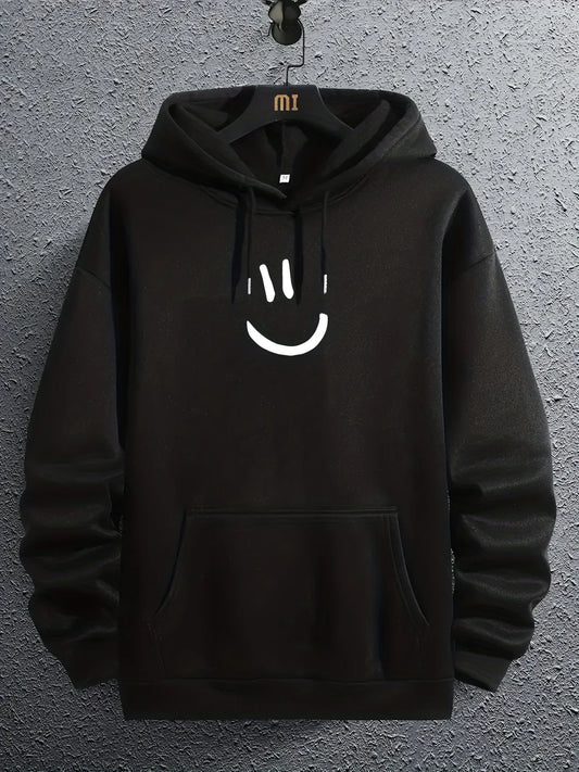 Herren Hoodie mit Lächelndem Grafikdruck in Übergröße