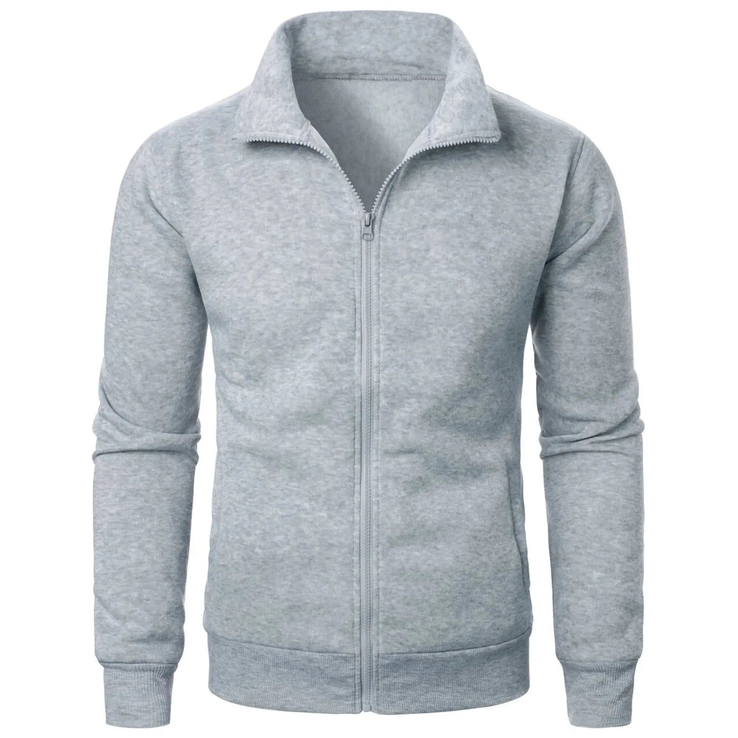 Herren Hoodie mit Stehkragen und Reißverschluss – Bequemer Sport-Hoodie für Freizeit und Sport, Einfarbig, Vielseitige Größen 3