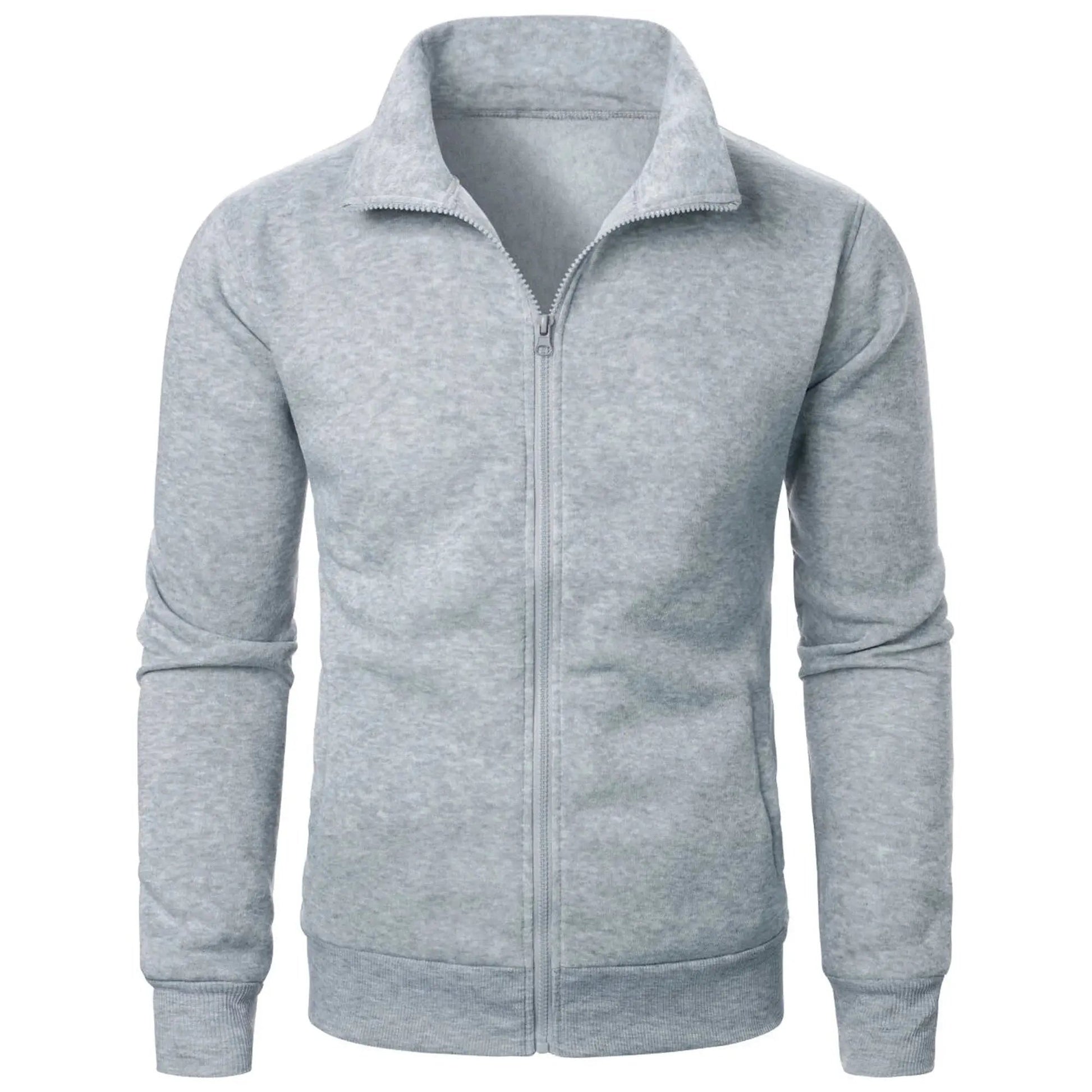 Herren Hoodie mit Stehkragen und Reißverschluss – Bequemer Sport-Hoodie für Freizeit und Sport, Einfarbig, Vielseitige Größen 3