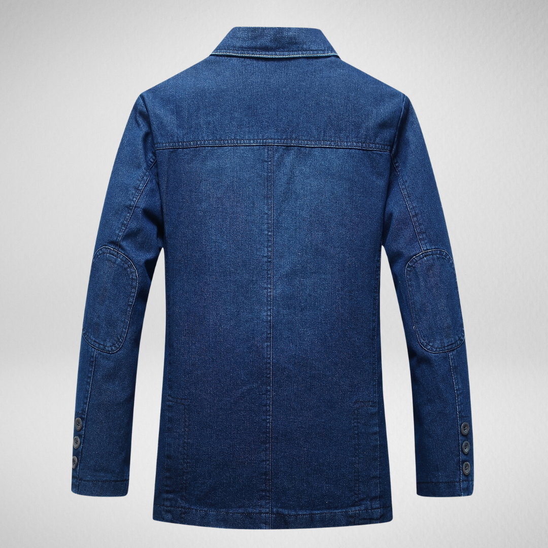 Herren Jeansblazer im Denim-Stil mit Einreihigem Knopfverschluss – Lässige, Lockere Passform für Herbst und Frühling 2