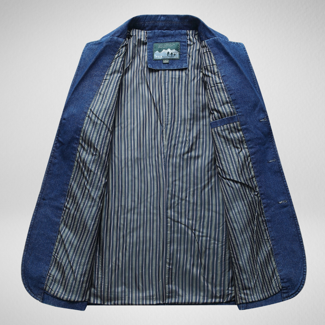 Herren Jeansblazer im Denim-Stil mit Einreihigem Knopfverschluss – Lässige, Lockere Passform für Herbst und Frühling 3