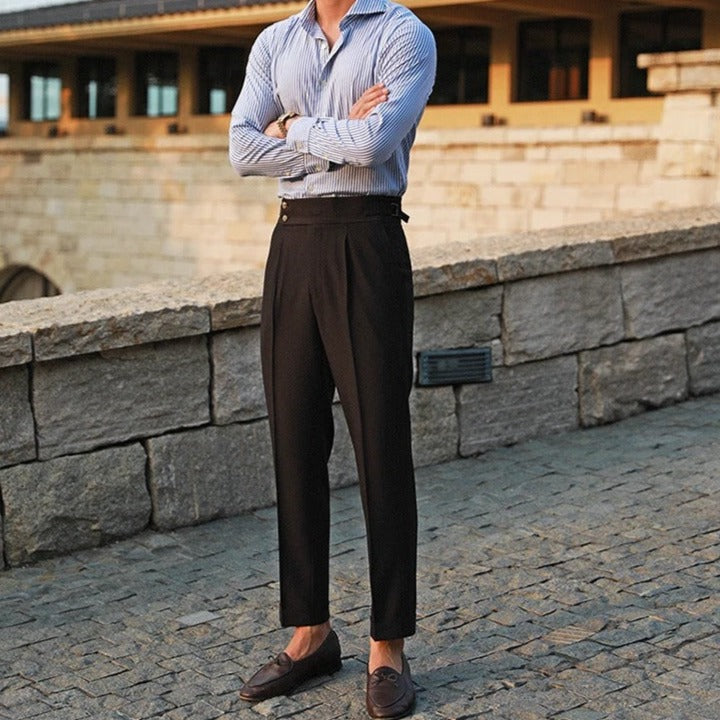 Pantaloni classici da uomo a doppio bottone per occasioni eleganti
