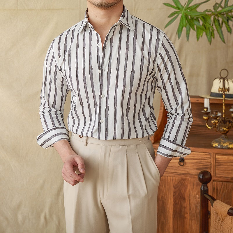 Herren Klassisches Leichtes Gestreiftes Hemd