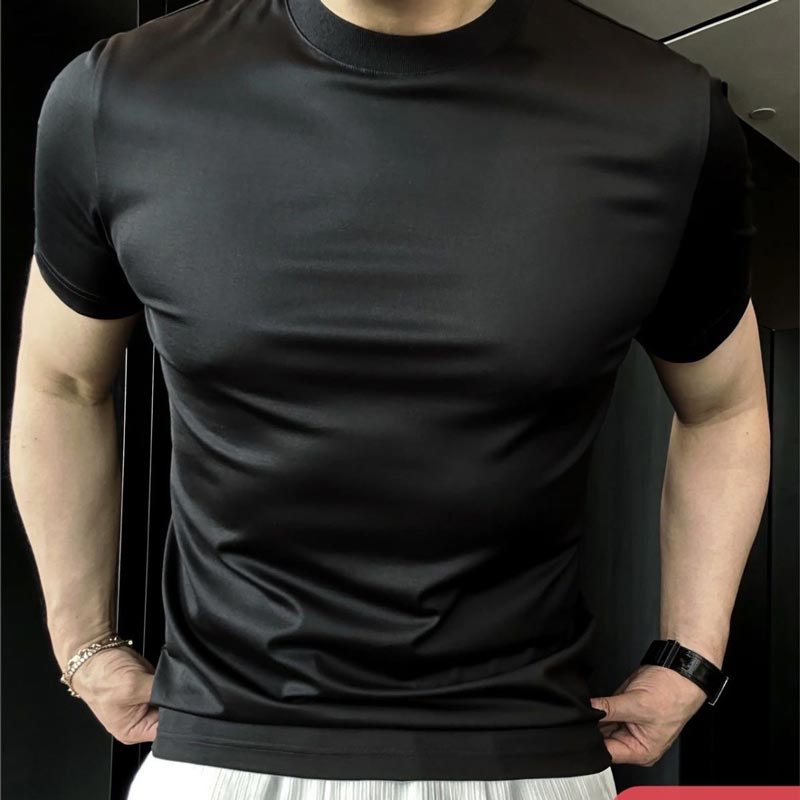 Herren Kurzarm T-Shirt aus Eis-Seide