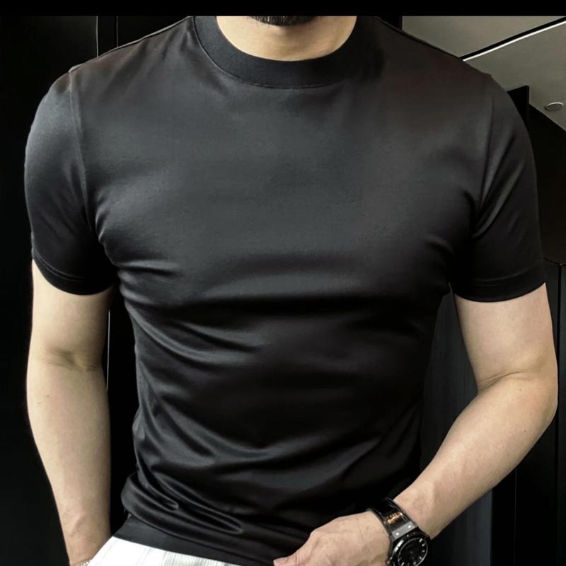 Herren Kurzarm T-Shirt aus Eis-Seide