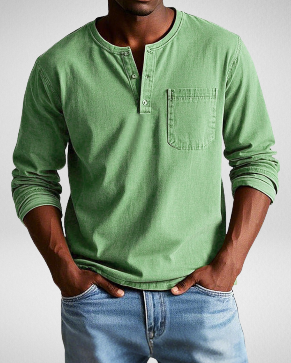 Herren Langarmshirt mit Henley-Ausschnitt und Brusttasche – Weiches Material, Vielseitige Passform für Jeden Anlass 1