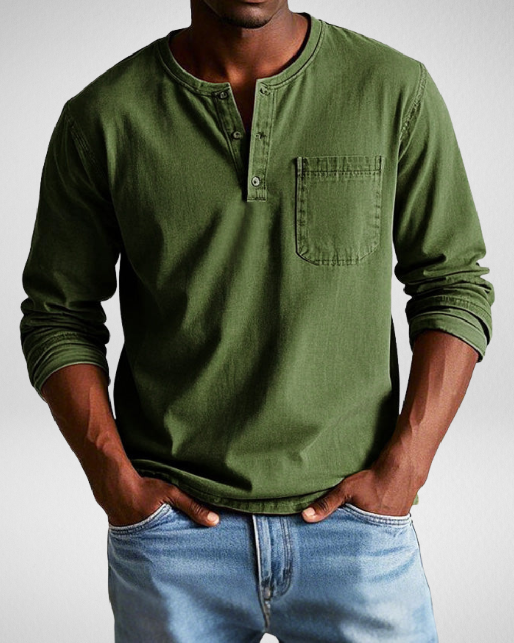 Herren Langarmshirt mit Henley-Ausschnitt und Brusttasche – Weiches Material, Vielseitige Passform für Jeden Anlass 3
