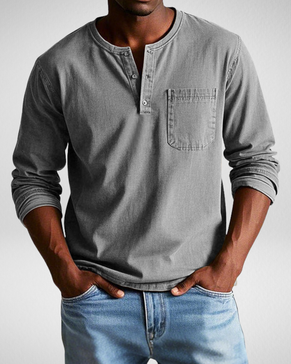 Herren Langarmshirt mit Henley-Ausschnitt und Brusttasche – Weiches Material, Vielseitige Passform für Jeden Anlass 5