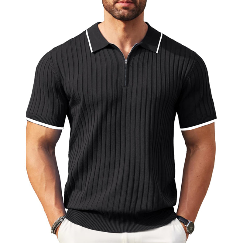 Poly | Herren Poloshirt mit Rippstrickdesign