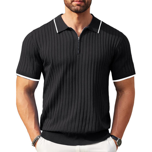 Poly | Herren Poloshirt mit Rippstrickdesign