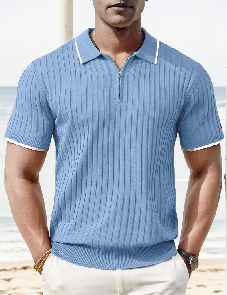Poly | Herren Poloshirt mit Rippstrickdesign