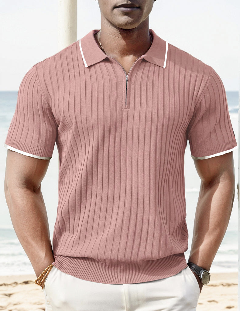 Poly | Herren Poloshirt mit Rippstrickdesign