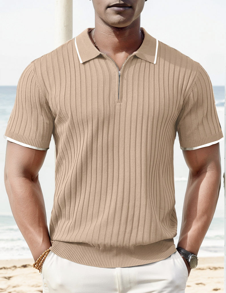 Poly | Herren Poloshirt mit Rippstrickdesign