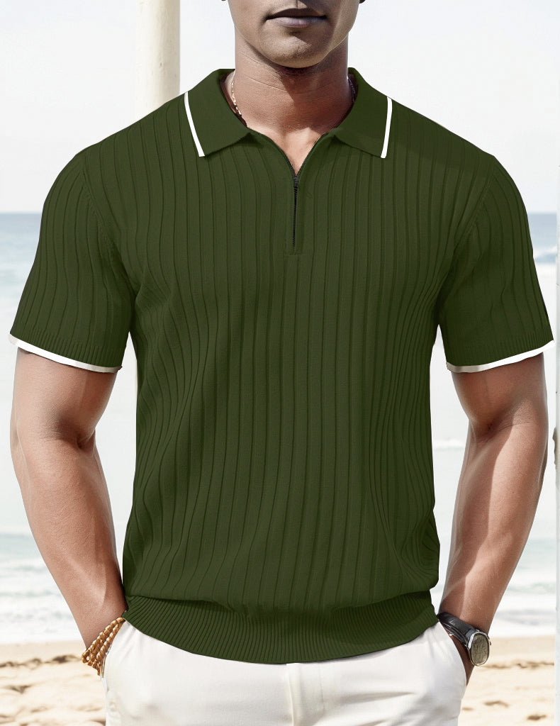 Poly | Herren Poloshirt mit Rippstrickdesign