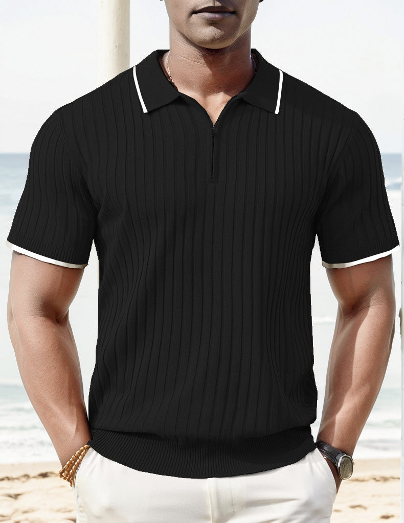 Poly | Herren Poloshirt mit Rippstrickdesign