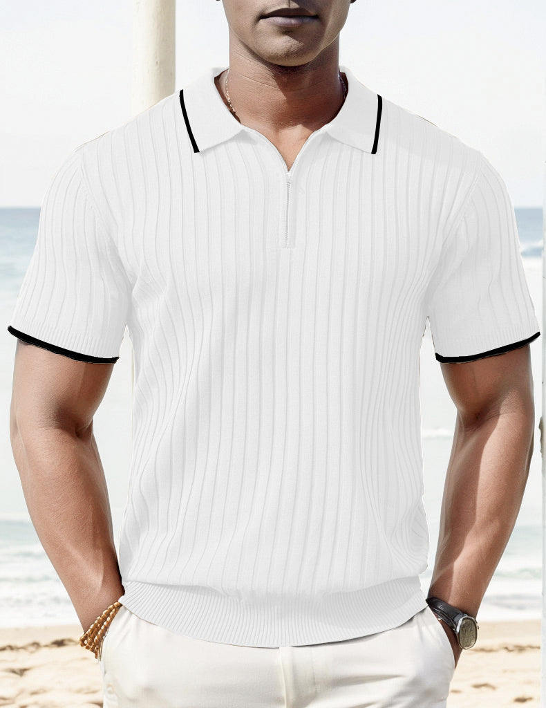 Poly | Herren Poloshirt mit Rippstrickdesign