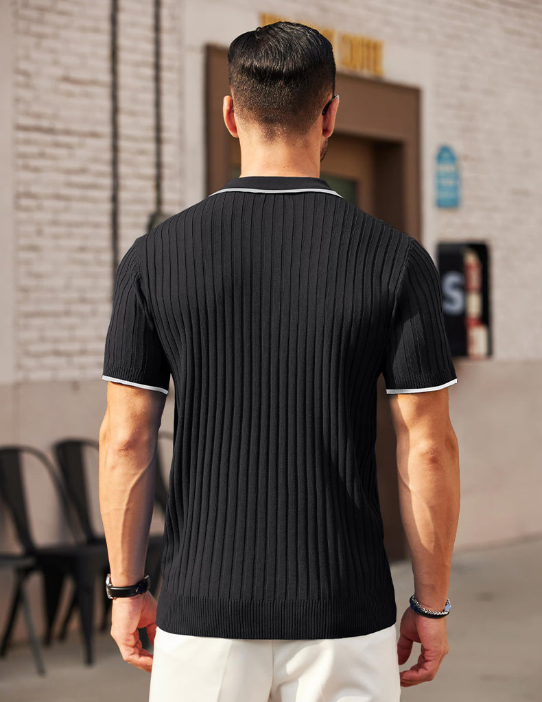 Poly | Herren Poloshirt mit Rippstrickdesign