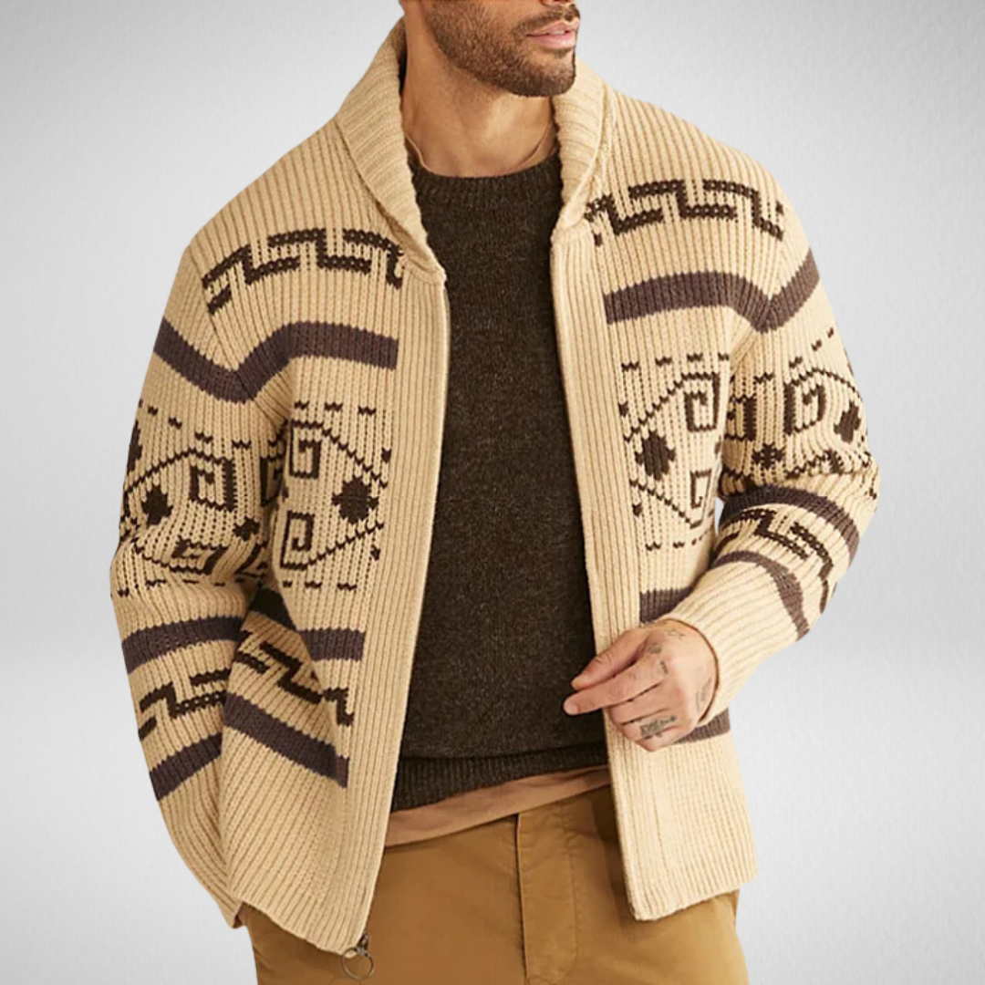 Herren Strickjacke mit Reißverschluss – Warm, Schmal Geschnitten, Klassischer Kragen, Vielseitig Kombinierbar für Herbst und Winter 0