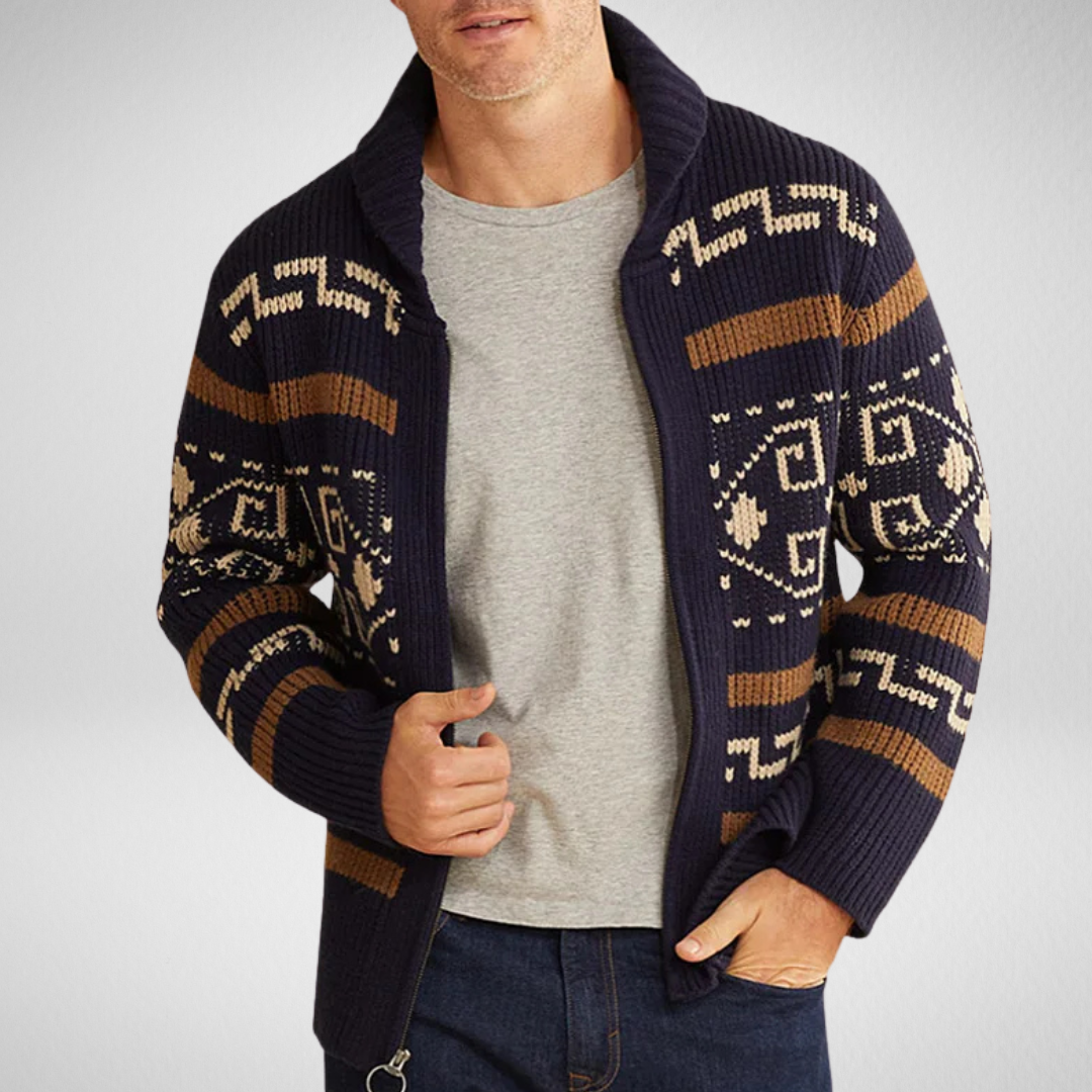 Herren Strickjacke mit Reißverschluss – Warm, Schmal Geschnitten, Klassischer Kragen, Vielseitig Kombinierbar für Herbst und Winter 1