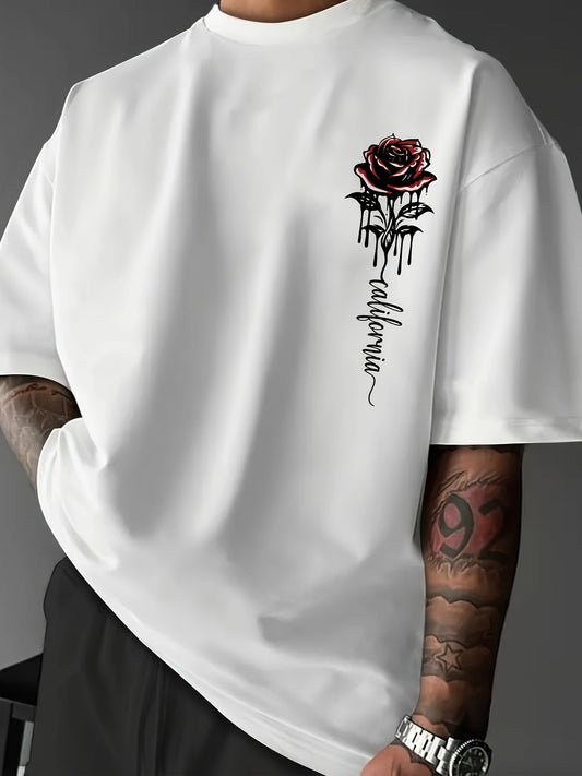 Herren T-Shirt mit Rozenprint und Lockere Passform
