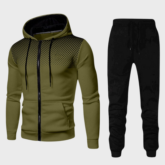 Herren Trainingsanzug Set mit Kapuzenjacke und Reißverschluss