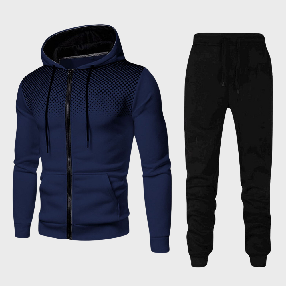 Herren Trainingsanzug Set mit Kapuzenjacke und Reißverschluss