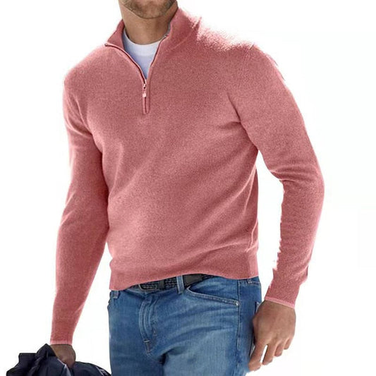 Men's V-neck Sweater made of Faux Merino Wool with Zipper – Comfortable Casual Wear in Various Sizes