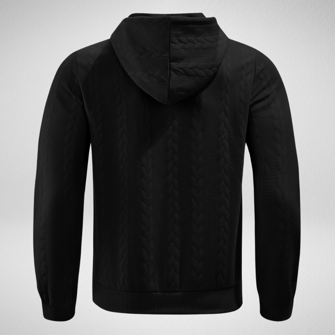 Herren Zip Hoodie mit Zopfmuster – Bequemer Kapuzenpullover für Herbst, Normale Passform, Reißverschluss, Praktische Taschen 7