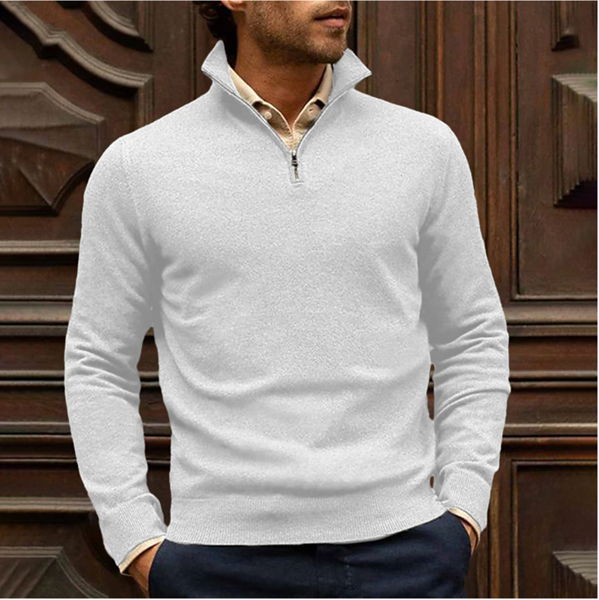 Half-zip pullover made of cotton blend