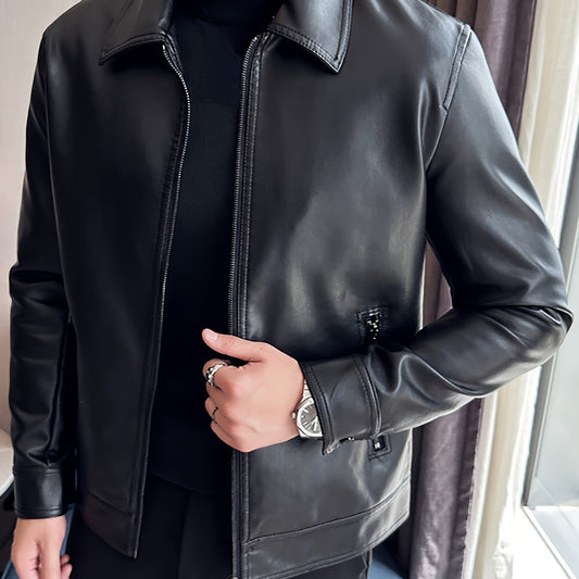 Herrenjacke aus Kunstleder mit Reißverschluss