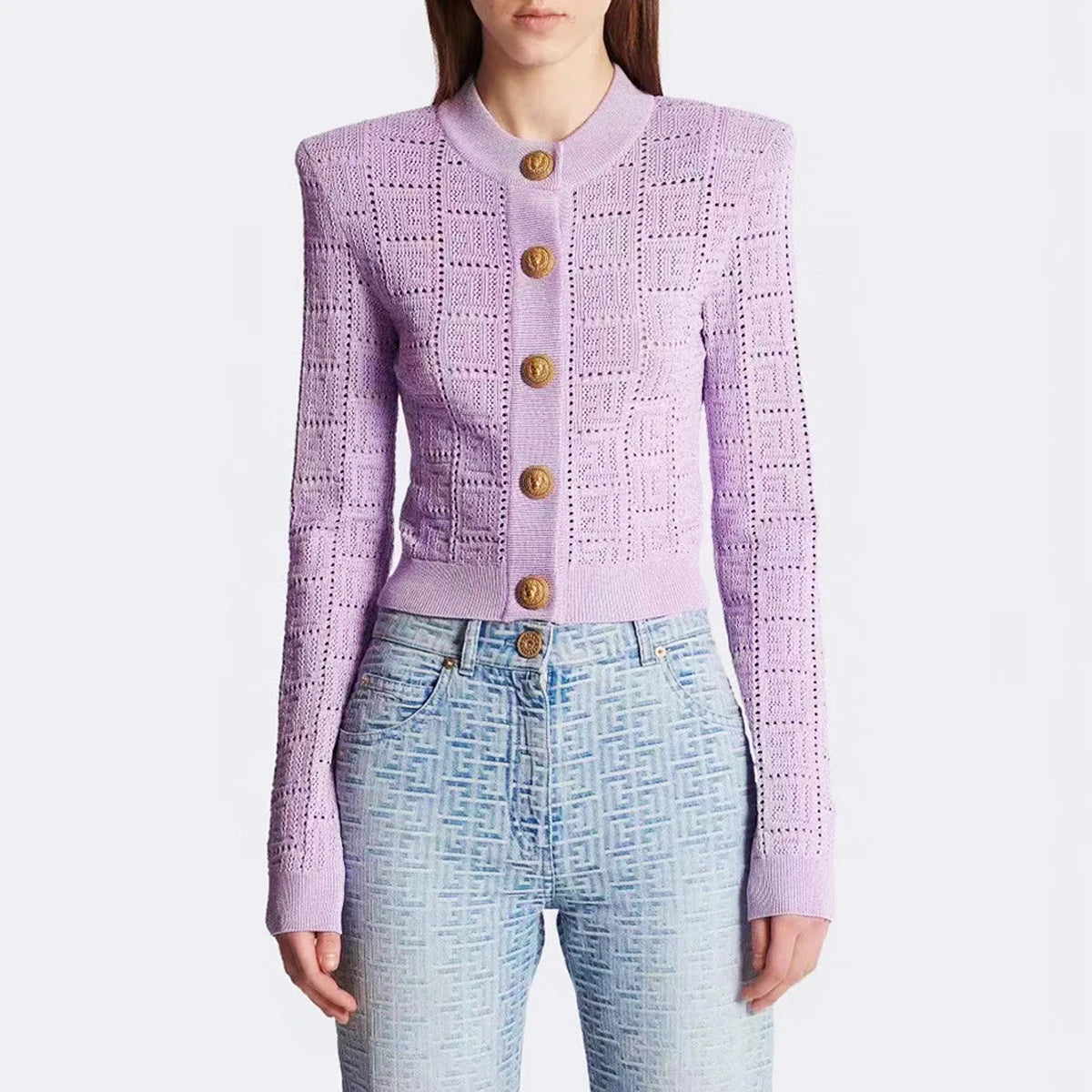 Hochwertige Strickjacke Damen mit Rundhalsausschnitt