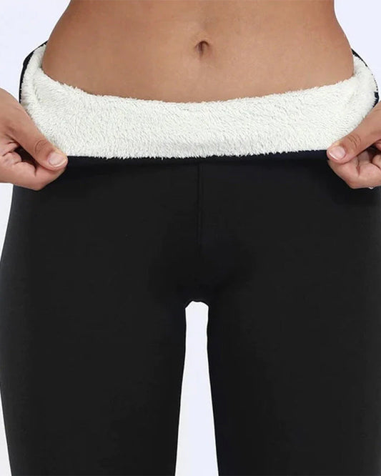 Hög midja lammskinn vinterleggings dam – Andningsbara och bekväma leggings för kyla, varmt foder, svart, ljusgrå, marinblå