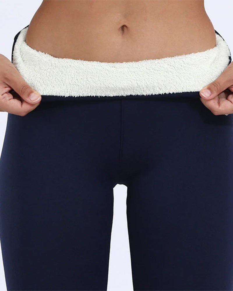 Hög midja lammskinn vinterleggings dam – Andningsbara och bekväma leggings för kyla, varmt foder, svart, ljusgrå, marinblå