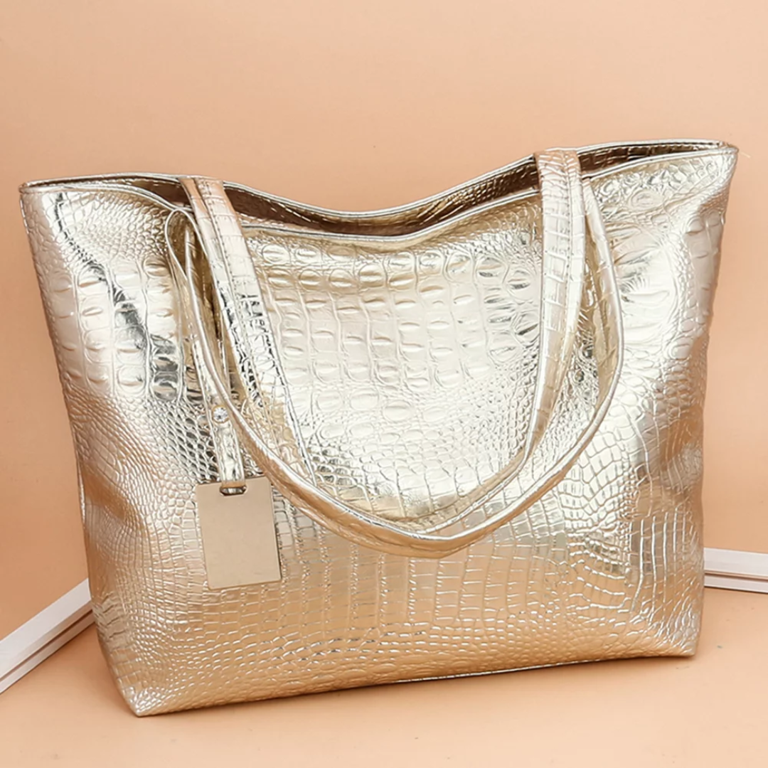 Schultertasche mit Krokodilprint