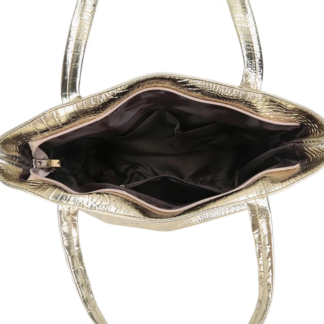 Schultertasche mit Krokodilprint