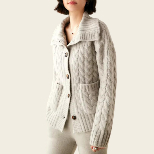 Rollkragen-Strickjacke für Damen