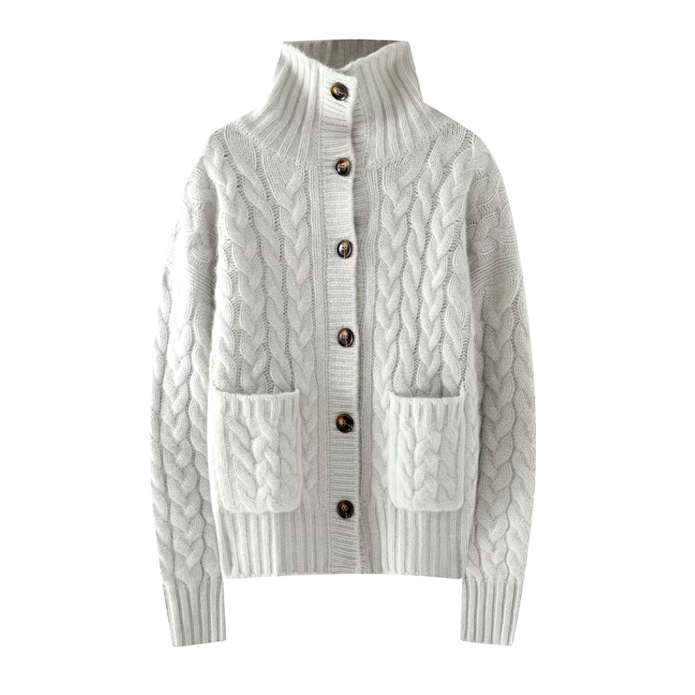Rollkragen-Strickjacke für Damen