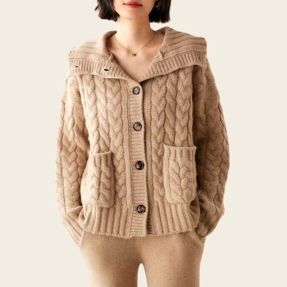 Rollkragen-Strickjacke für Damen