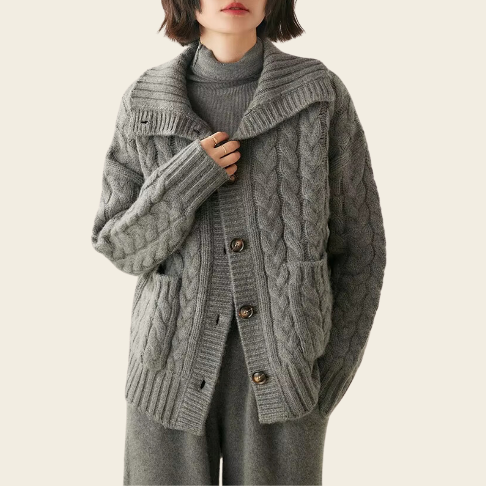Rollkragen-Strickjacke für Damen