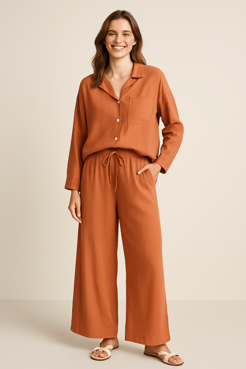 Joyce 2-teiliges Set mit lockerer Bluse und Hose – Atmungsaktives Baumwoll-Leinen-Gemisch 4