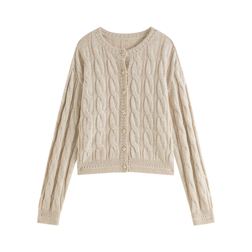 Classic cardigan women with cable pattern