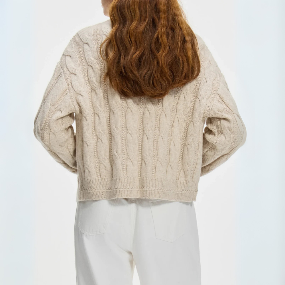 Classic cardigan women with cable pattern