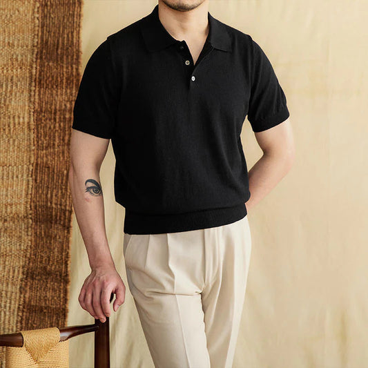 Klassisches Atmungsaktives Leinen Poloshirt Herren