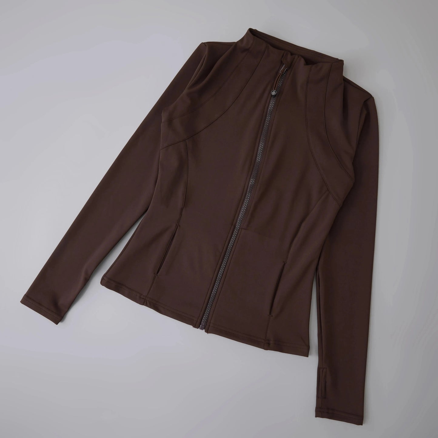 Langarm-Yogajacke mit Reißverschluss und Daumenlöchern für Frauen – Flexibles Spandex-Material 6