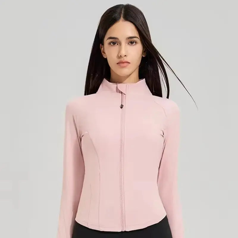 Langarm-Yogajacke mit Reißverschluss und Daumenlöchern für Frauen – Flexibles Spandex-Material 7