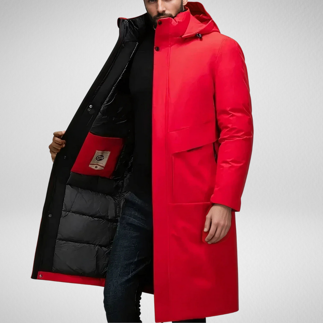 Lange Winterjacke Herren – Gefütterte, Wasserdichte Parka-Jacke mit Kapuze und Praktischen Taschen in Verschiedenen Farben 1