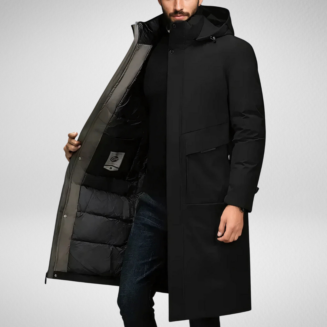 Lange Winterjacke Herren – Gefütterte, Wasserdichte Parka-Jacke mit Kapuze und Praktischen Taschen in Verschiedenen Farben 2