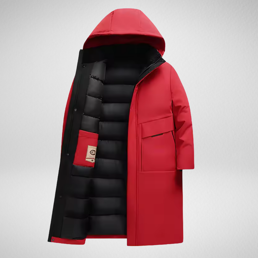 Lange Winterjacke Herren – Gefütterte, Wasserdichte Parka-Jacke mit Kapuze und Praktischen Taschen in Verschiedenen Farben 3